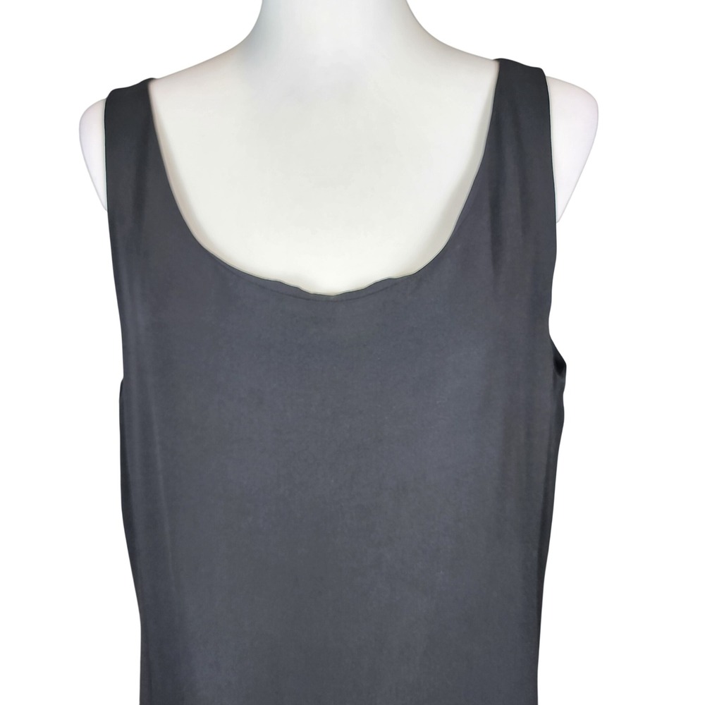 Eileen Fisher Silk Maxi‎ Dress Womens XL Black Georgette Crepe Flounce Hem NEW - Picture 3 of 11